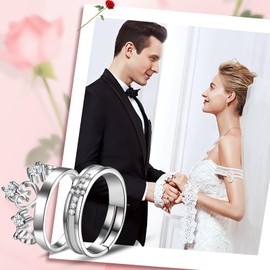 OIDEA Pair of Rings Infinity Cross: Set of 2 Adjustable Partner Rings Wedding Rings Engagement Rings Made of Stainless Steel with Cubic Zirconia Open Adjustable Ring Gift for Couples Partner Wedding