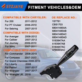STZJAYE Turn Signal Switch Replacement Compatible with Chrysler 200 2011-2012,for PT Cruiser 2006-2010,for Sebring 2007-2010 for Dodge Avenger 2008-2012 Light Control Replaces 1S7761, CBS1703