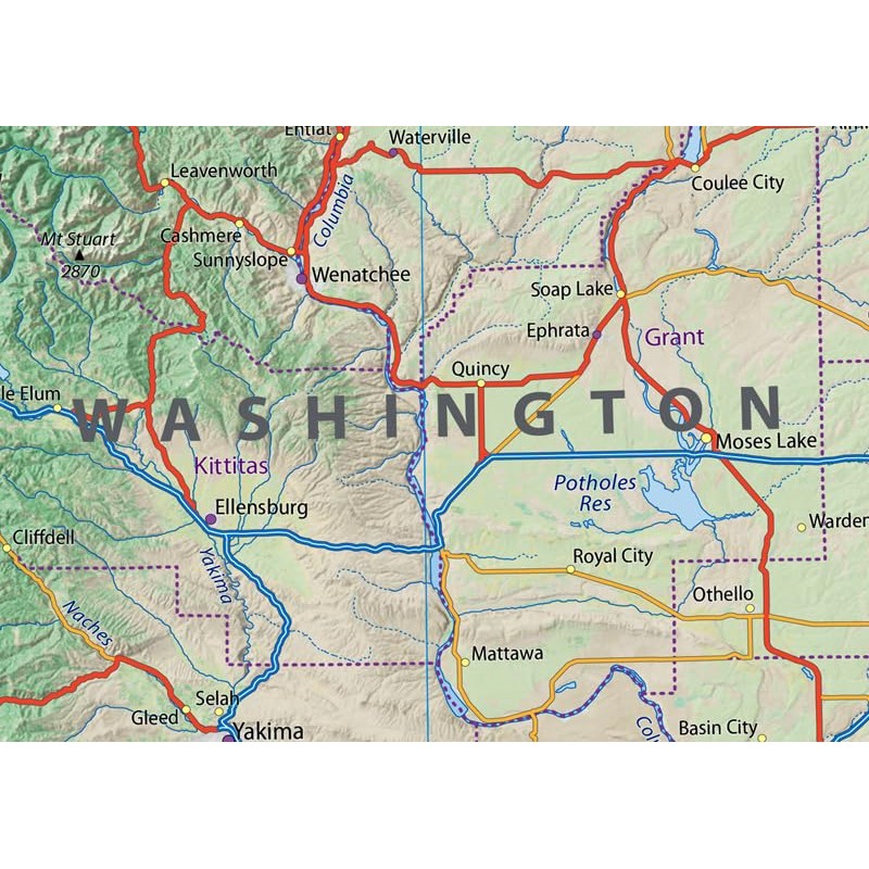 Washington State Map - 23.3 x 16.5 inches – Paper