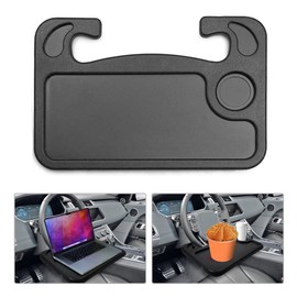 VARGTR Car Steering Wheel Desk,Car Lunch Desk Portable,Multi-Functional Portable Car Laptop and Food Steering Wheel Tray,Car Food Tray for Eating with Drinks Holder