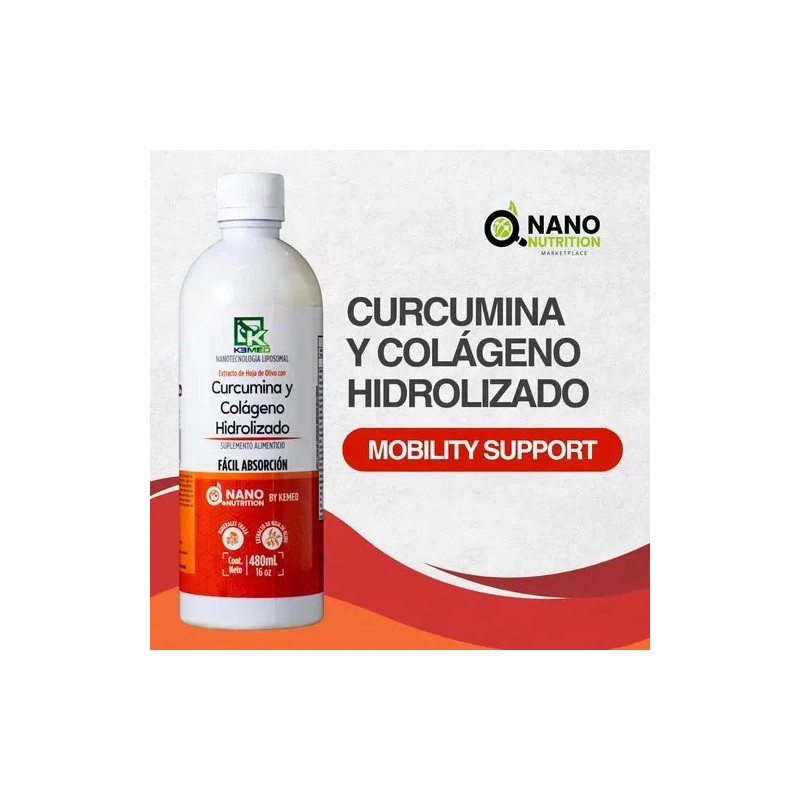 Curcumina y Colágeno Hidrolizado Kemed Líquido Sabor Naranja Capuchino 480mL