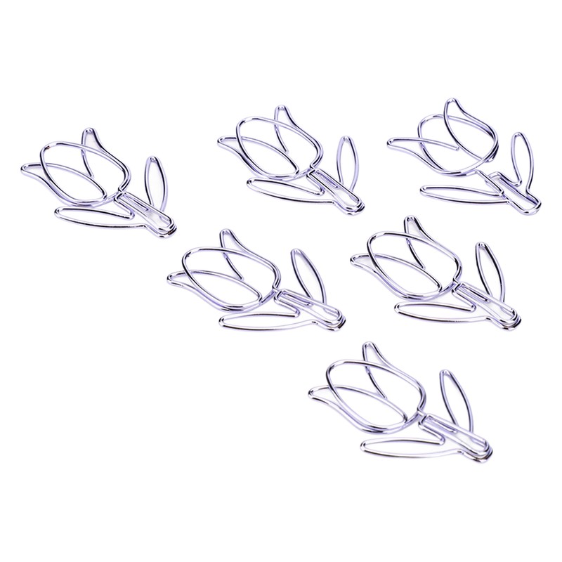 50Pcs Tulip Paper Clips Cute Purple Tulip Design Durable Metal