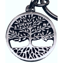 Pewter Small Tree of Life Circle Keychain/Key Ring