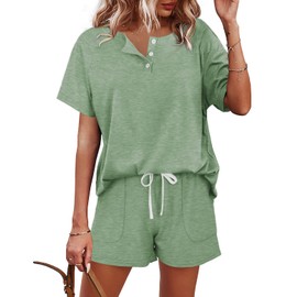 WIHOLL Spring Lounge Sets For Women Pants Set With Pocket Light Green XL