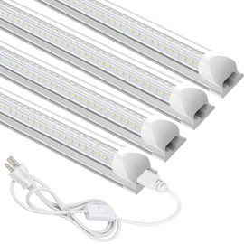 Reisener 4 Pack Ultra Bright 4FT LED Shop Lights for Garage, 4500 Lumens 5000K Daylight, 48 inch Linkable Plug & Play Light Fixtures for Workshop, Storage, 36W Energy Saving T8 LED Tube Lights