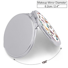 Scandinavian Christmas Gnome Dressed Red Seamless On White Colorful Folding Make Up Mirror, Portable Travel Makeup Mirror, Compact 2X/1X Magnification Mirror for Mom Women Ladies 2.4 x 2.4 inch