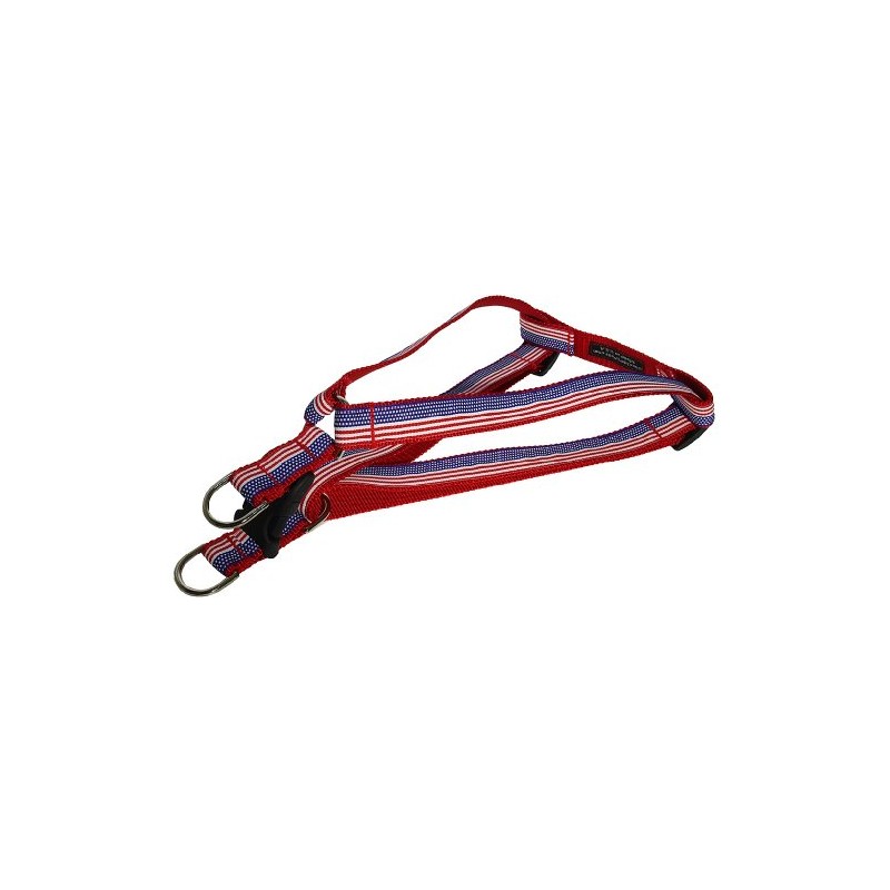 Medium American Flag Dog Harness: 3/4" Wide, Adjusts 18-24" -