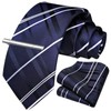 Hisdern A3-02 Washable Necktie and Pocket Square Clip Set, 3-Piece,