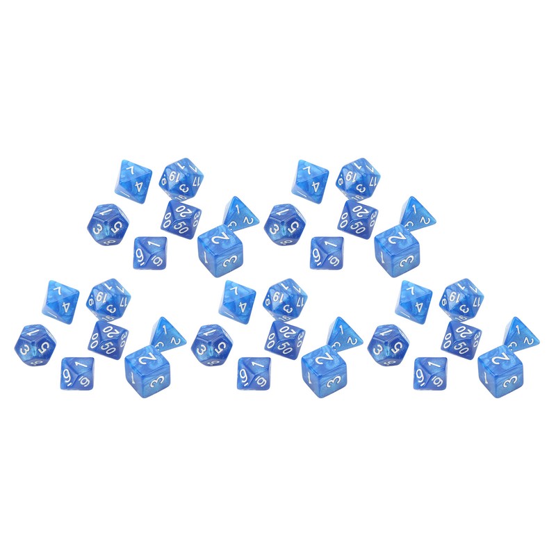 35Pcs Plastic Dice Kit Pearl Pattern White Numbers Polyhedral Dices