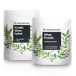Kraftsport Basic Set - Whey Protein Vanilla 24 g Protein per Serving - Creatine Monohydrate 500 g Ultra Fine Powder - High Dose for Your Muscle Building - Produced in Germany & Laboratory Tested