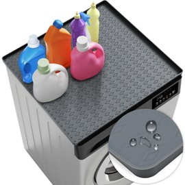 Momooda Silicone Washer and Dryer Covers for the Top, Non Slip Waterproof Washer Dryer Top Protector Mat, Washable Machine Cover for Laundry, 25.6"x23.6", Grey