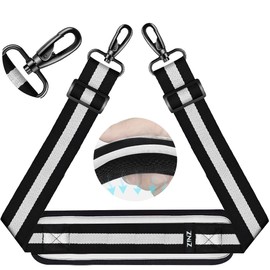 [ZINZ] Shoulder Strap 75" Bag Belt with Secure Pads and Dual Balance Buckle - Black-White-Black Stripe
