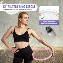 Paleclouds Pilates Ring, 12" Silicone Magic Circle with Training Poster & Portable Bag, Pilates Ring Circle for Inner Thigh Workout, Yoga, Lose Weight & Physical Therapy for Women - Pink