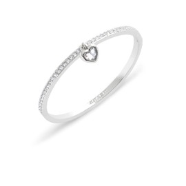 COACH Womens Stone Heart Charm Bangle Bracelet