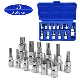 Torx Bit Sets - 13pcs, T50, T8-T70, 1/2", "3/8", "1/4