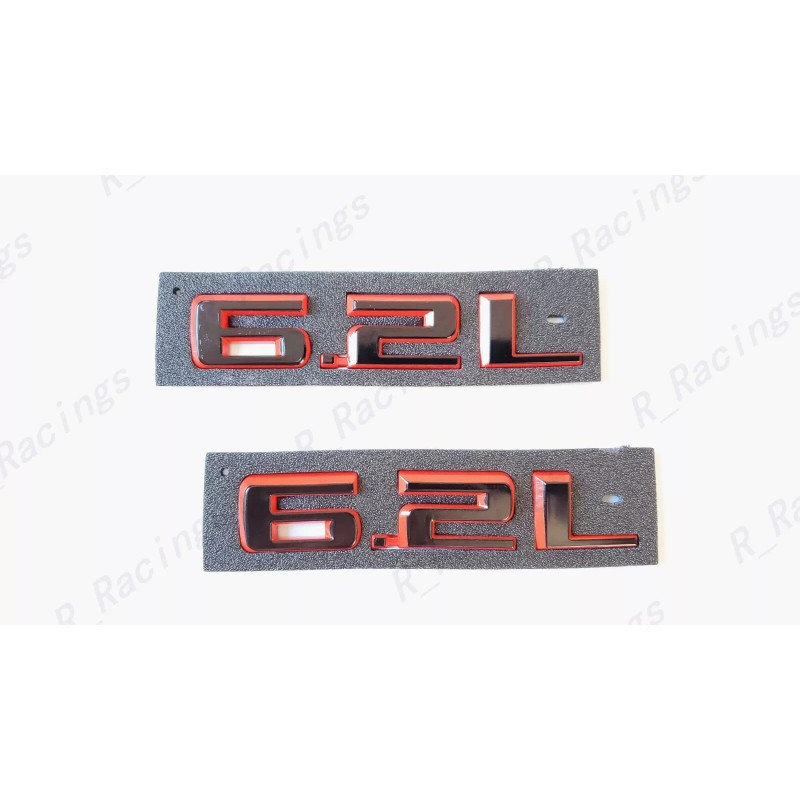 GM Auto Silverado Front Hood Black Red 6.2L Emblem Letters