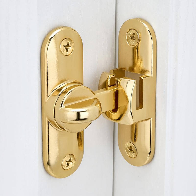 INIRET Gold Barn Door Latches,90/180 Degree Gate Lock,Flip Gate Latches