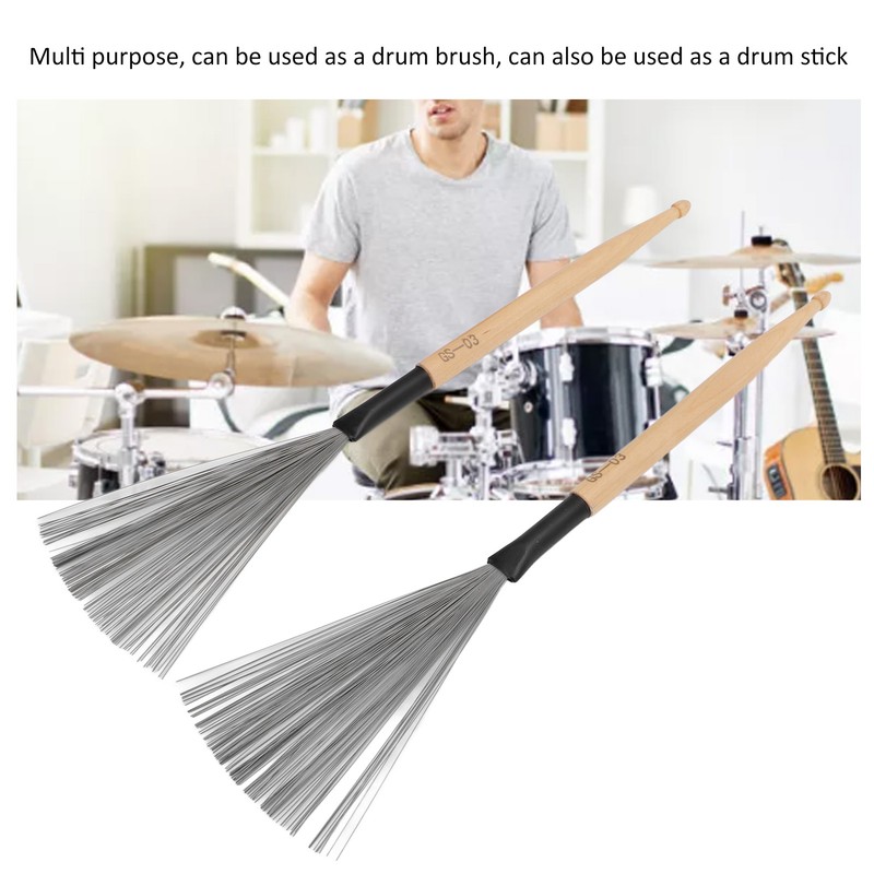 2PCS Drum Brush Double Headed Dual Purpose Maple Drumstick Rubber