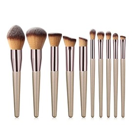 Juego de 10 brochas de maquillaje, juego de herramientas for polvos cosméticos, sombras de ojos, base, colorete, difuminado, kit de belleza