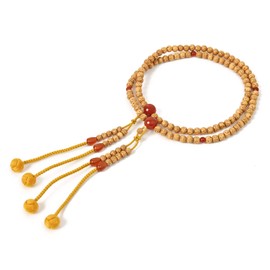 Shingon.shop Prayer Beads Shingon Buddhist Shakuji Shaku Rikyu Bonten in Paulownia Box (Agate + Golden Brown Brahman)