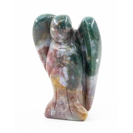 Ouubuuy Indian Agate Crystal Angel Figurines Statues 4 pcs Natural Gemstone Carved Pocket Guardian Angel 1.5 inch for Healing Reiki Spiritual Gift Cute Meditation Office Room Desk Decor