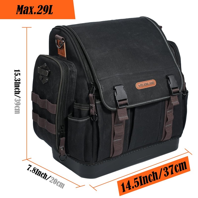 WELKINLAND 41-Pocket Electrician Tool Bag, 14-Inch HVAC Tools Bag, Heavy-Duty