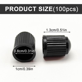 EUPSIIU 100 Pcs Tyre Valve Caps, Dust Caps For Car Tyres, Plastic Dust Caps, Universal Car Tire Stem Dust Covers for Car Tyres, SUV, Motorbike, Bike, Bicycle Tyres, Trucks, Airtight Seal (Black)