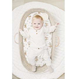 Konssy 2 Pack Muslin Bassinet Sheets for Baby Boy, 100% Cotton Soft Breathable Bassinet Mattress Sheets Fit for Hourglass Oval Cradle Rectangle Mattress (Woodland,Sage)