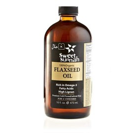 Certified Organic Pure Bottle Cold Pressed Flax Seed Oil 16oz- No preservatives & Artificial Color- SweetSunnah