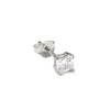 Sterling Silver Square Single Stud Earrings for Men with Clear