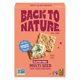 Back to Nature Gluten Free Crackers, Multi-Seed Rice Thins - Non-GMO, Made with Whole Grain Brown Rice Flour, seriously tasty snacks, 4 Ounce​