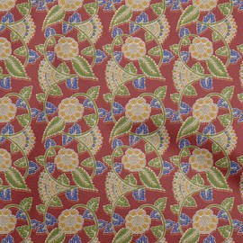 oneOone Velvet Red Fabric Kalamkari Quilting Supplies Print Sewing Fabric by The Yard 58 Inch Wide
