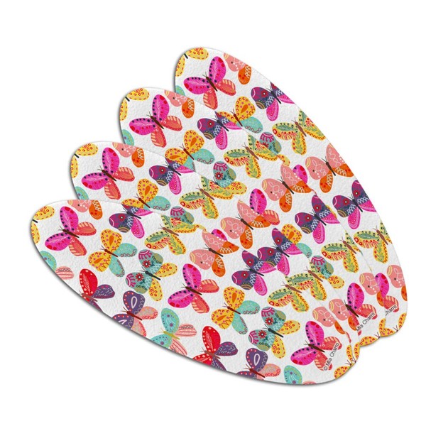 Colorful Butterflies Double-Sided Oval Nail File Emery Board Set 4