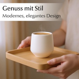 Miamio Espresso Cups Set of 4 without Handle (90 ml), Ceramic Espresso Cups Thick-Walled, Modern Stoneware Espresso Cups and Mocha Cups - Luxe Collection (Cream White)