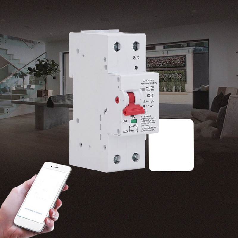 WiFi Circuit Breaker 2P 63A Power Monitor Remote Control Timing
