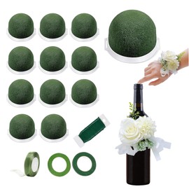 12PCS Foam for Flower Arrangements Styrofoam for Artificial Flowers Dry Blocks Foam Circles with Green Floral Tape for Fresh Flowers Wire