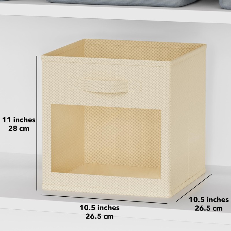 SpaceAid Storage Cubes with Clear Windows, Set of 6 Fabric