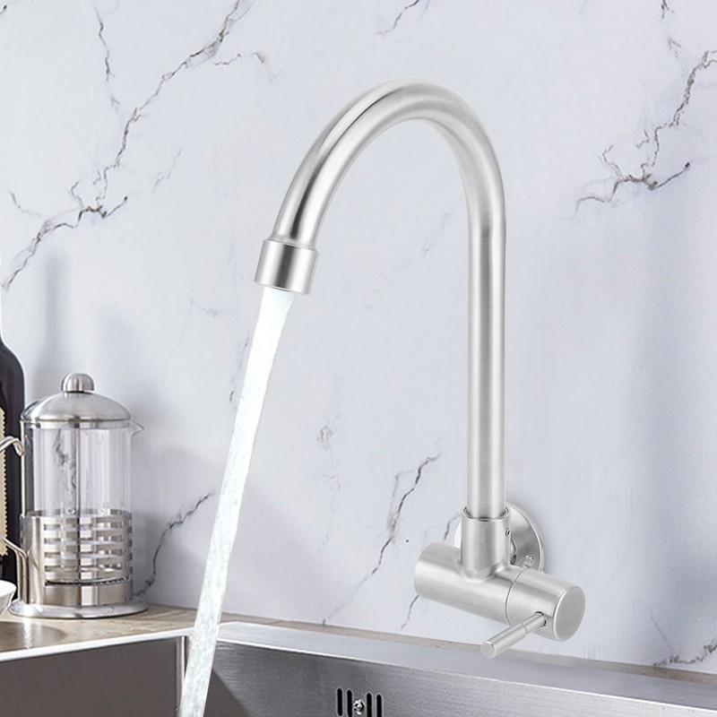 G1/2 Sink Faucet Wall-in 360 Degree Rotating Water Tap Single