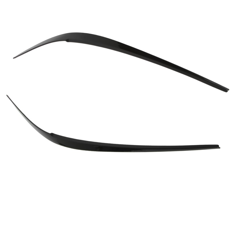 Pair Headlight Eyebrow Glossy Black Trim Front Left Right Decoration