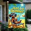 BlissYard Hello Summer Garden Flag Dachshund Dog Flag 12x18 Inch