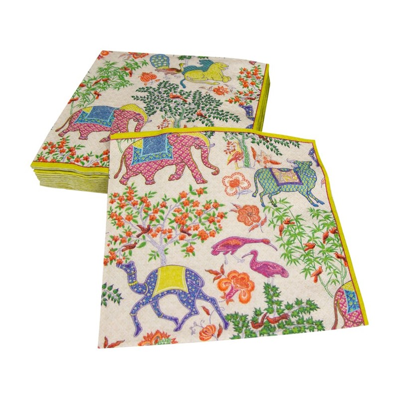 Caspari Le Jardin De Mysore Paper Luncheon Napkins - Four