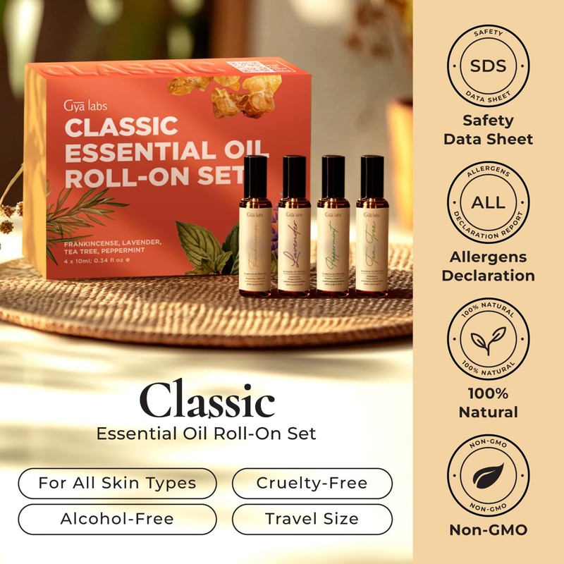 Gya Labs Classic Roll on Essential Oils Set - 0.34