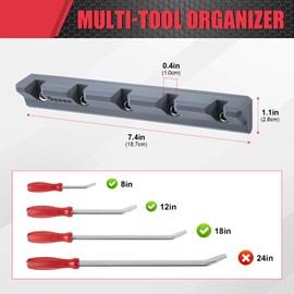 Magnetic Pry Bar Holder with 5 Slots, Tool Organizer for Pry Bars, Pliers, Screwdrivers, Magnetic Pry Bar Storage Rack for Garage, Toolbox, Workshop, No Drilling Required