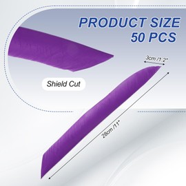 PATIKIL Arrows Vanes, 50 Pack 11 Inch Turkey Feather Arrow Fletching Archery Arrow Feather Left Wing Shield Fletch for DIY Target Shooting, Purple