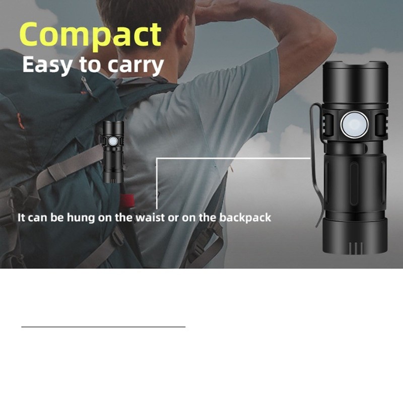 800LM Mini Flashlight Small Pocket EDC Light USB Rechargeable Keychain