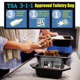 MODENGKONGJIAN TSA Approved Toiletry Bag, 3 Pcs Clear Toiletries Bags Quart Size Travel Makeup Cosmetic Bag for Women Men, Carry on Airport Airline Compliant Bag (Matte black)