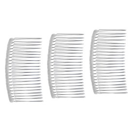 Enchanted Brides 22 Teeth Fancy DIY Tulle-Wrapped Metal Wire Hair Combs for Bridal Wedding Veil Combs(#C266CM22x3) (White)