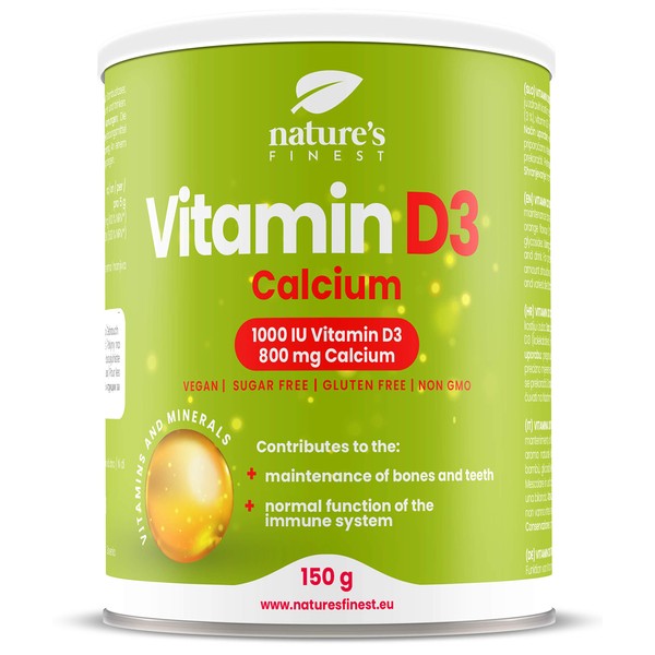 Nature's Finest Vitamin D3 + Calcium 1000 IU (500% NRV)