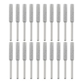 Bowarepro 3/16" 4.8mm Chainsaw Sharpening Grinding Stone File, Diamond Chainsaw Sharpener Bits Chain Saw Grinder Sharpener Tool for Chainsaw Jade Gem Stone Carving (20PCS/Silver)