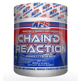 Chain'd Reaction - The Ultimate BCAA Amino Acid Recovery Aid for Muscle Growth, Blue Raspberry, 300 Gram